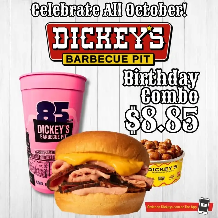 Dickey’s is turning 85 and we’re celebrating all month long! Get the classic Smoked Ham and Cheddar, barbecue beans and ...